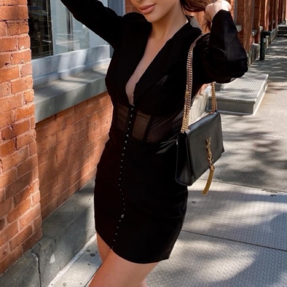 Michael Costello x REVOLVE Chase Jacket Dress Black Blazer Mini, Size Small New - Picture 4 of 16